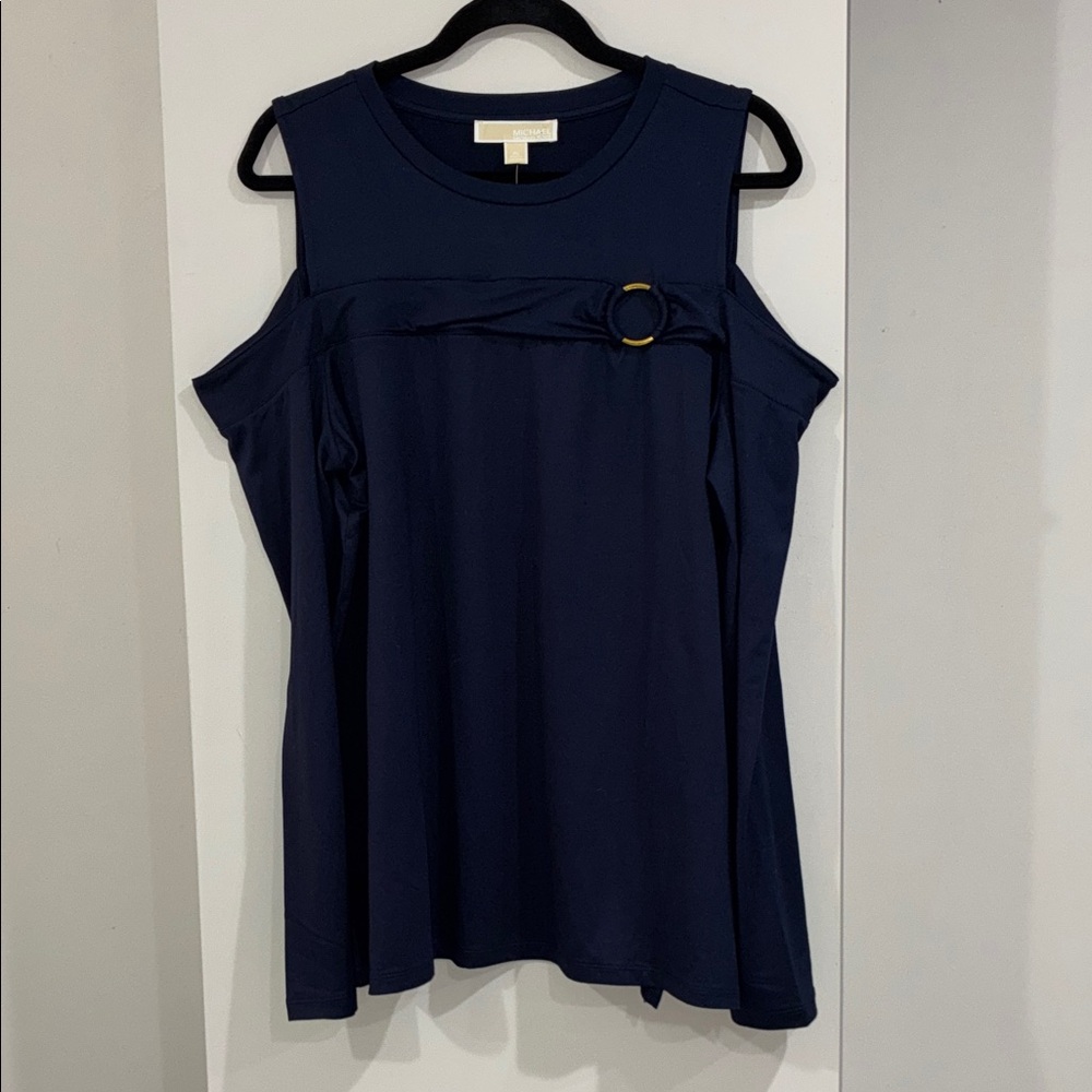 Michael Kors NWT Navy Long Sleeve Cold Shoulder Top